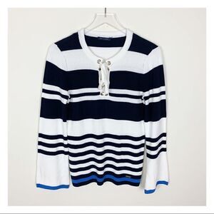 Tommy Hilfiger B/W Striped Sweater w/Bell Sleeves‎